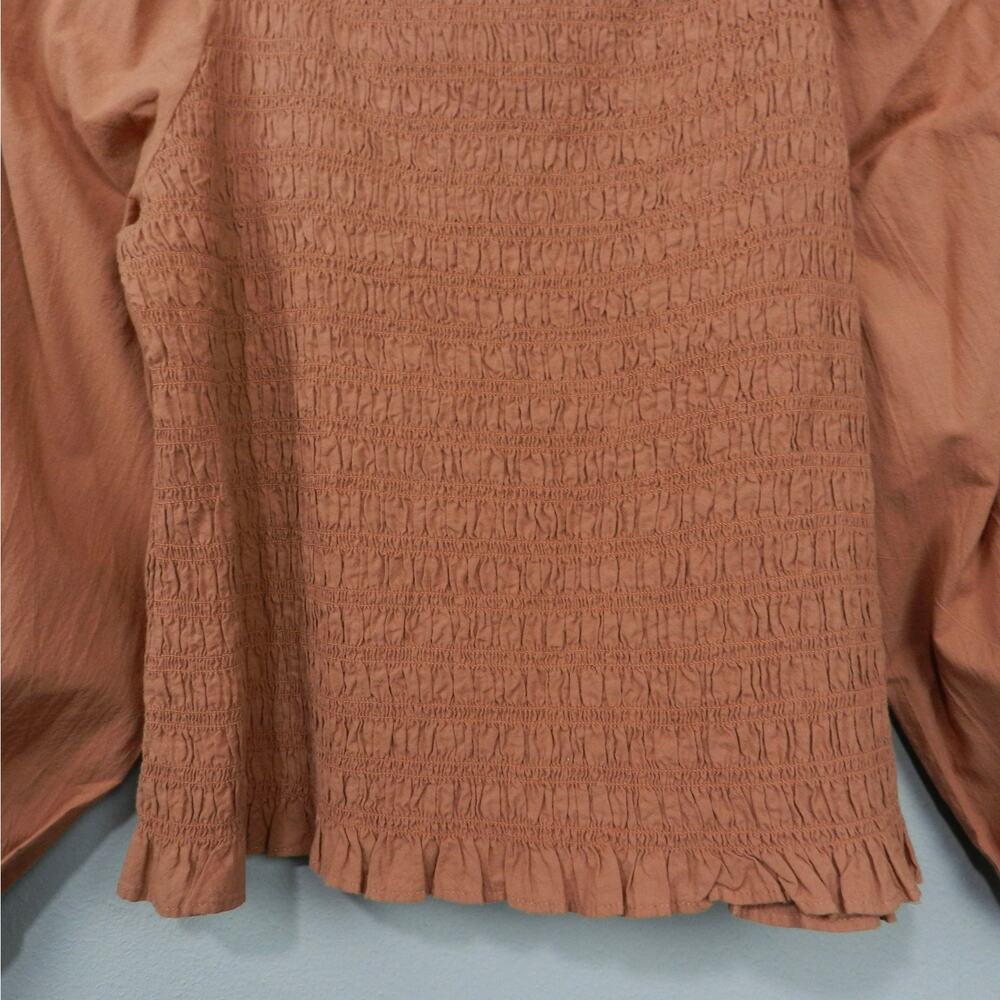 Madewell Lucie Bubble Sleeve Smocked Top Size XL Burnt Umber Style NC843 - Picture 12 of 16